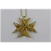Image 1 : ONE HANDMADE 18KT YELLOW GOLD FILIGREE DESIGN MALTESE CROSS DESIGN PENDANT. HAS FINE STARBURST