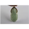 Image 2 : ONE 22KT YELLOW GOLD & PALEST GREEN JADE BUDDHA PENDANT.  THE CARVING IS OF A SITTING BUDDHA WITH A