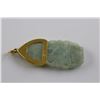 Image 3 : ONE 22KT YELLOW GOLD & PALEST GREEN JADE BUDDHA PENDANT.  THE CARVING IS OF A SITTING BUDDHA WITH A