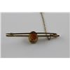 Image 2 : ONE ANTIQUE BRITISH MADE 15KT YELLOW GOLD CAMEO BARRETTE STYLE BROACH.  OVAL SHAPED PIERCED BEZEL