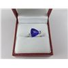 Image 1 : ONE LADIES 14KT WHITE GOLD NATURAL TANZANITE AND DIAMOND SET DRESS RING. SET WITH ONE TRILLIANT CUT