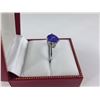 Image 2 : ONE LADIES 14KT WHITE GOLD NATURAL TANZANITE AND DIAMOND SET DRESS RING. SET WITH ONE TRILLIANT CUT