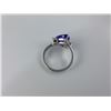 Image 3 : ONE LADIES 14KT WHITE GOLD NATURAL TANZANITE AND DIAMOND SET DRESS RING. SET WITH ONE TRILLIANT CUT