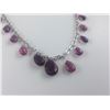 Image 2 : ONE CHOKER LENGTH 10KT WHITE GOLD NATURAL PINK TOURMALINE BRIOLLETTE NECKLACE.  HAS A 10KT WHITE