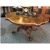 Image 1 : ANTIQUE BURR WALNUT TABLE WITH FIGURED, QUARTER MATCHED VENEER TOP, SUPPORTED BY CASTERS 51" X 41" X