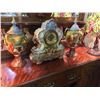 Image 1 : 3 PIECE HAND PAINTED MANTLE CLOCK, SIGNED KENSON