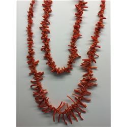 LOT OF 2 ORANGE CORAL NECKLACES