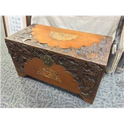 HEAVILY CARVED ASIAN CAMPHOR CHEST