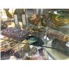 Image 3 : SHELF LOT OF COLLECTABLES: AMETHYST JEWELLERY BOX, PREHISTORIC VERTEBRAE, ASSORTED STONEWARE, ETC.