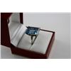 Image 2 : ONE LADIES HAND MADE 9KT WHITE GOLD BLUE SYNTHETIC SPINEL DRESS RING SET WITH ONE STEP CUT BLUE