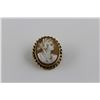 Image 1 : ONE 10KT YELLOW GOLD NATURAL SHELL CAMEO BROOCH CARVED IN A DESIGN OF A LADIES PROFILE.