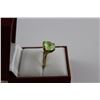 Image 2 : LADIES 10KT YELLOW GOLD SYNTHETIC GREEN SPINEL DRESS RING CLAW SET WITH 1 OVAL MIXED CUT GREEN