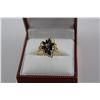 Image 1 : 14KT YELLOW GOLD AND RHODIUM FINISH NATURAL BLUE SAPPHIRE SET WITH 9 MARQUISE SHAPED NATURAL BLUE