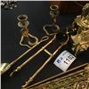 Image 3 : COLLECTION OF BRASS FIREPLACE ITEMS AND PAIR OF SNAKE CANDLE HOLDERS