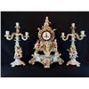 Image 1 : MID 19TH CENTURY MEISSEN CLOCK WITH MATCHING FIGURAL CANDELABRA'S AND BASE. THIS FANTASTIC