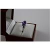 Image 2 : LADIES 10KT WHITE GOLD NATURAL AMETHYST & DIAMOND SET DRESS RING SEMI CHANNEL SET WITH 1 SUGAR LOAF