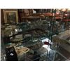 Image 2 : CONTENTS OF CURIO CABINET INCLUDES JADE PIECES, COPPER ITEMS, REPTILE SKIN PURSE AND MISC.