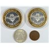 Image 2 : 1867 2c GOOD,  ( 2 ) LAS VEGAS SILVER CASINO TOKENS (BABE RUTH) 1951-D HALF UNC