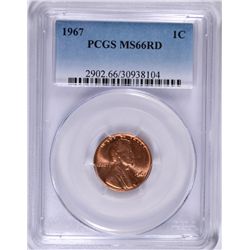 1967 LINCOLN CENT PCGS MS-66 RD