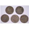 Image 1 : (5) 1865 THREE CENT NICKELS