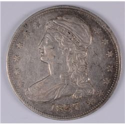 1837 REEDED EDGE BUST HALF DOLLAR, AU