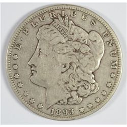 1893 MORGAN SILVER DOLLAR, VF  SEMI--KEY