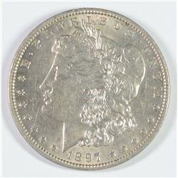 1897-O MORGAN SILVER DOLLAR, AU-58