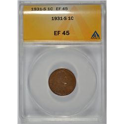 1931-S LINCOLN CENT ANACS EF-45