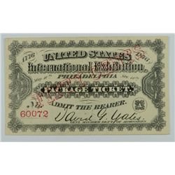 1876 US INTERNATIONAL EXHIBITION (RED OVERPRINT, RED SERIAL #) CH CU