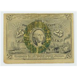1863 TWENTY FIVE CENT US FRACTIONAL CURRENCY VG/F