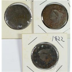 LARGE CENT LOT: 1806 WITH HOLE, 1816 GOOD, 1822 GOOD