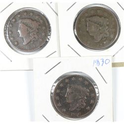 LARGE CENT LOT: 1830-VG, 1831-VG damage, 1832-VG