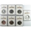 Image 1 : 1957, 58, 59, 60, 61, 62 AND 1963 FRANKLIN HALF DOLLARS ALL NGC PROOF-66!