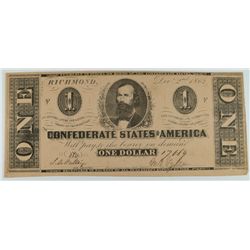 1862 $1 CONFEDERATE STATES OF AMERICA NOTE (T-55)