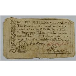 1771 TEN SHILLINGS PROVINCE OF NORTH CAROLINA