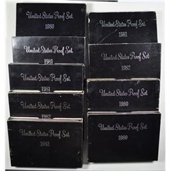 U.S PROOF SETS: 3-1980, 3-82, 3-82, 3-84, 3-85 & 3-1987 ALL WITH ORIG PACKAGING