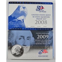 2008 AND 2009 U.S. QUARTERS PROOF SETS IN NICE ORIGINAL PACKAGING