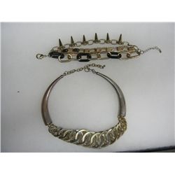 Black & Gold Tone Bracelet &Gold Tone Necklace