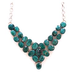 Sterling Silver .925 Emerald Beryl Necklace ctw