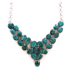 Sterling Silver .925 Emerald Beryl Necklace ctw