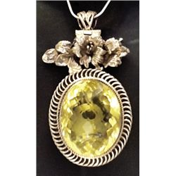 Sterling Silver .925 Lemon Quartz Pendant