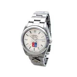 34MM Rolex Stainless Steel Oyster Perpetual Airking Dominos Watch. Silver Dominos Dial. Stainless St