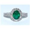 Image 1 : Emerald  1.21 ctw & Diamond Flower Ring 14KW