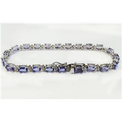 TANZANITE 10.09CT,   14K W/G BRACELET 8.01GRAM / DIAMOND 0.30CT