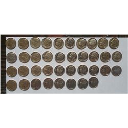 39 Uncirculated Dimes in Sequence 1970-2007