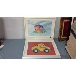 Winnie the Pooh and Taxi Framed Prints (20.25" X 16.25" including frame)