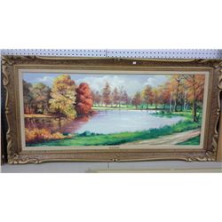 L. Joannette Framed Original Painting on Canvas (28" x 56")