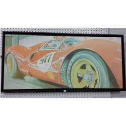 Framed Race Car Print On Canvas (21" x 43")