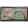 Image 1 : Framed Race Car Print On Canvas (21" x 43")
