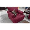 Image 3 : Red Upholstered Sofa, Chair and Ottoman